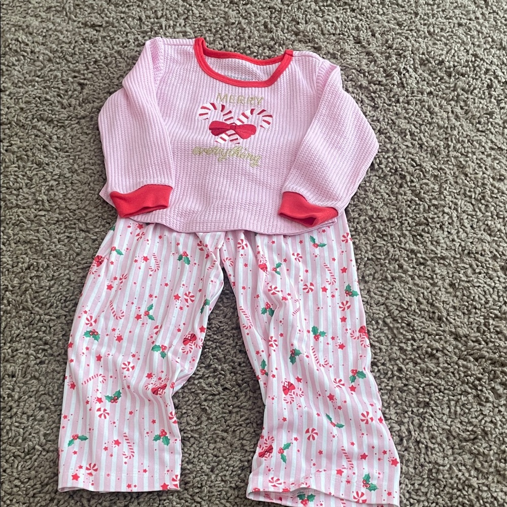 American Girl Pink and Red Candy Cane Pajama Set